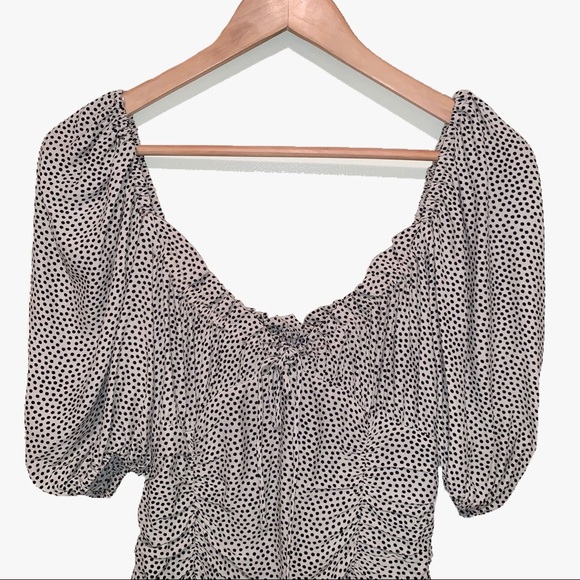 NWT Zara Draped Ruched Polka Dot Mini Dress - Picture 5 of 8